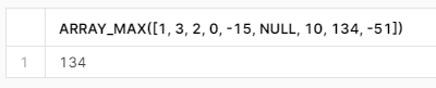 Wynik zapytania przedstawiający wykorzystanie funkcji ARRAY_MAX.