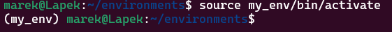 aktywacja wirtualnego środowiska Python w bash