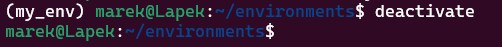 wyłączenie wirtualnego środowiska Python w bash