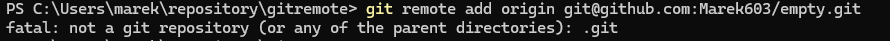 nieudane polecenie git remote add